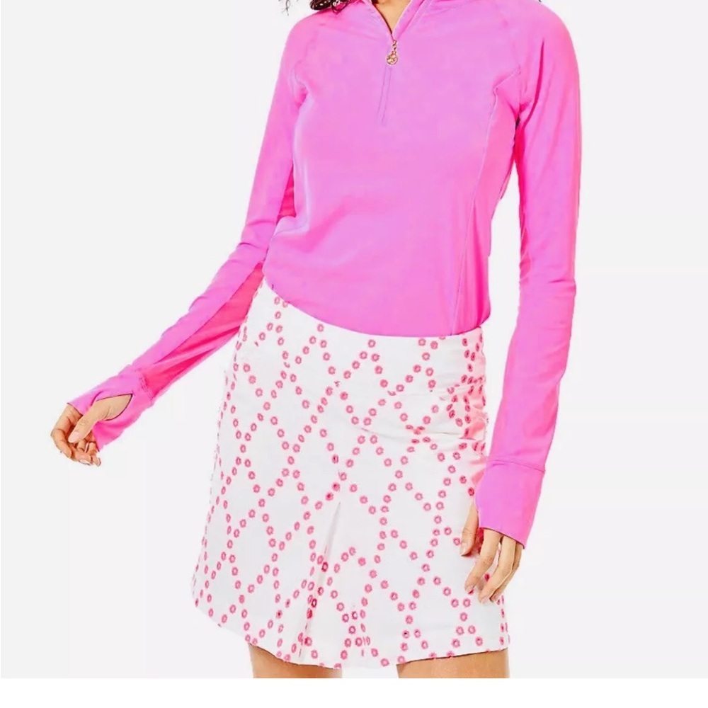 Lilly Pulitzer Pink and White Bermudas with Textured Geometric Design